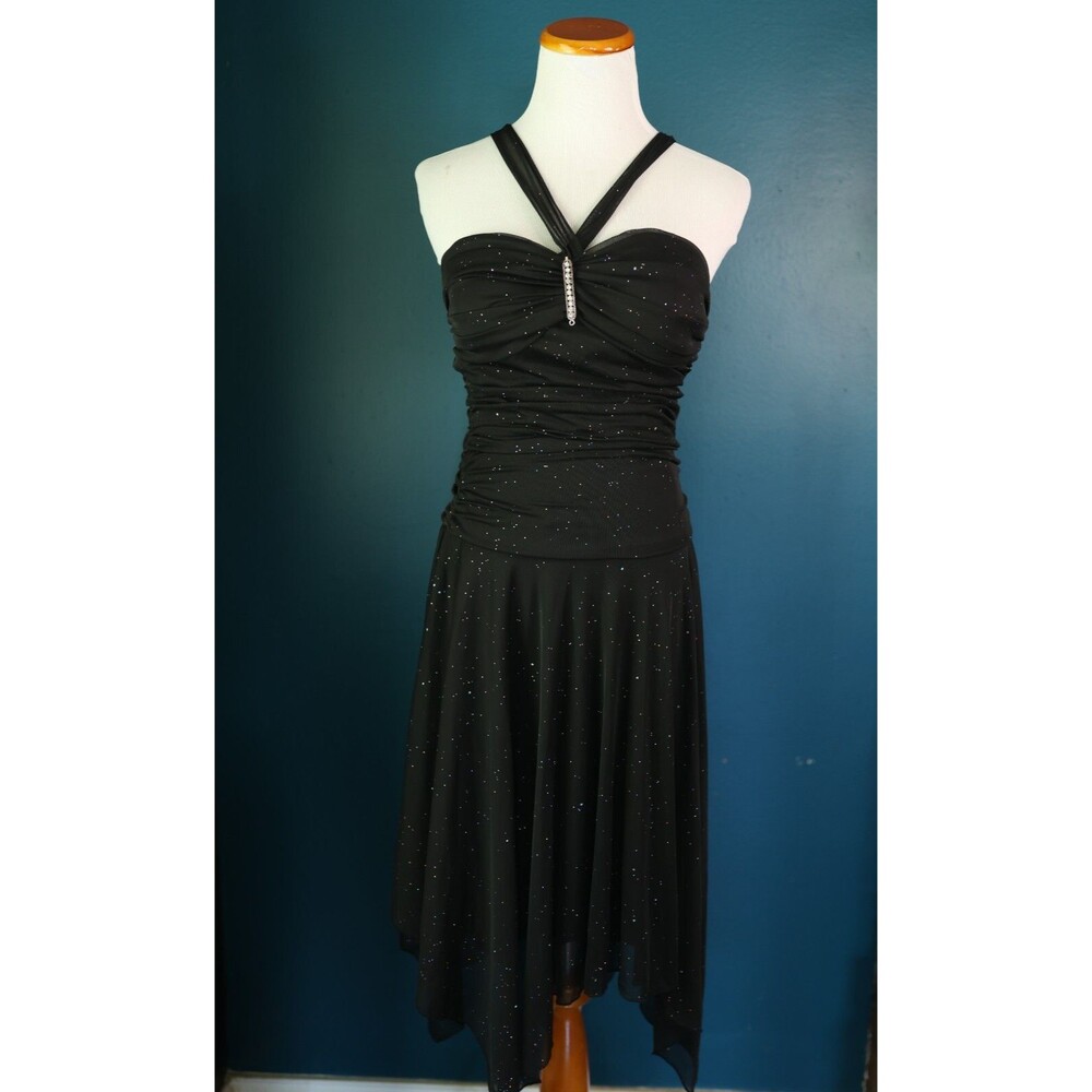 B Darlin Y2K Black Prom Dress Star Sparkly Halter Babydoll Whimsigoth Fairy 9/10